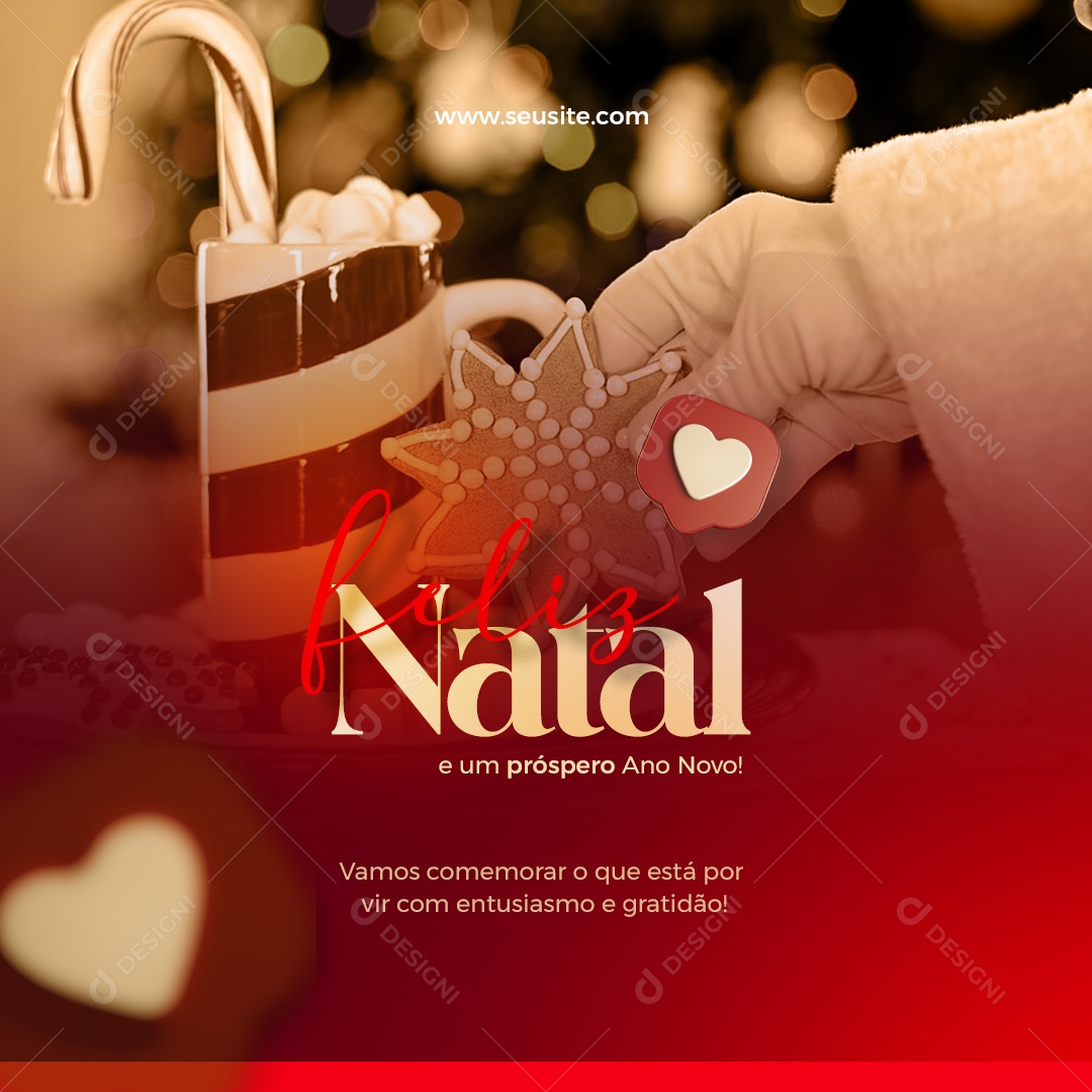 Social Media Feliz Natal Um Próspero Ano Novo PSD Editável