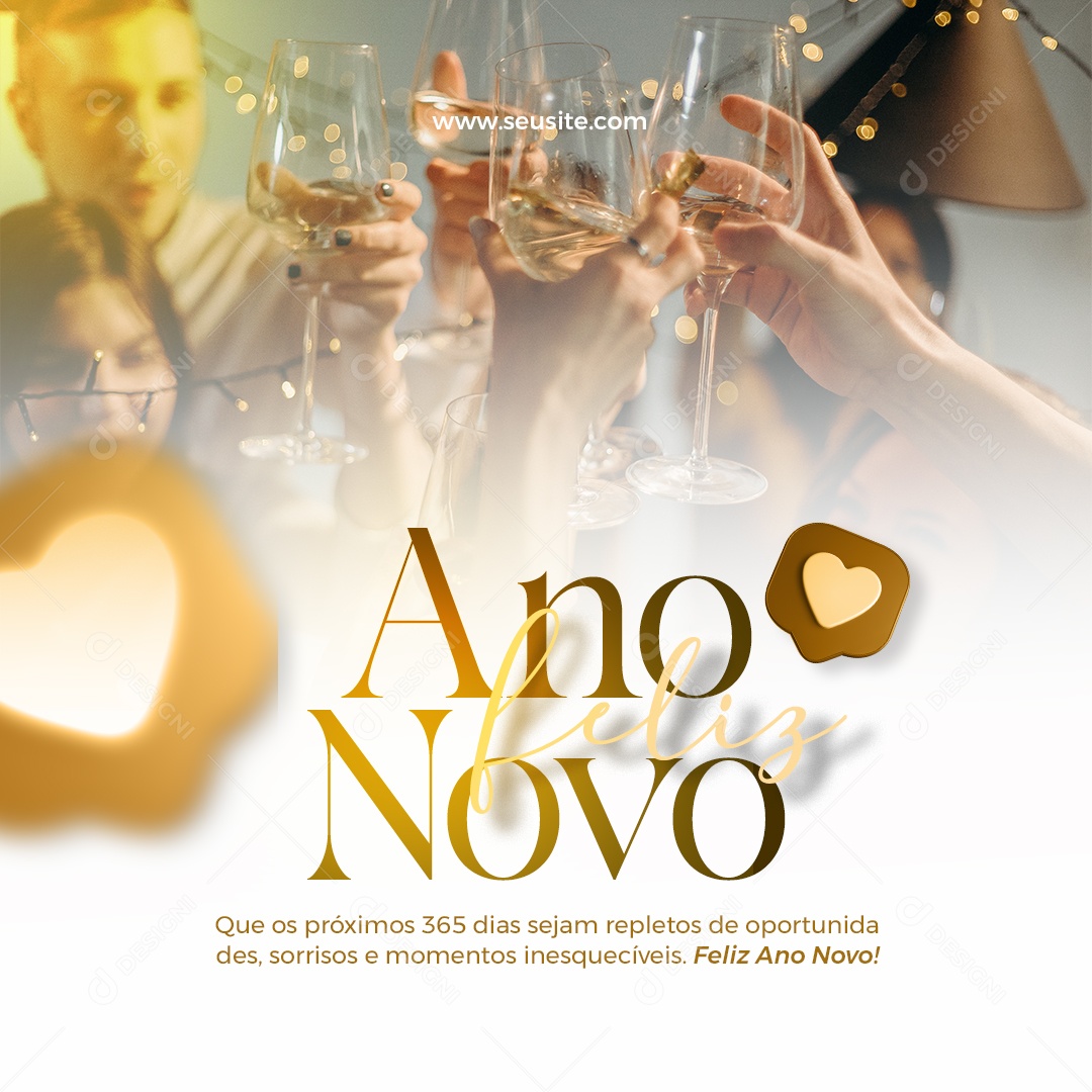 Social Media Feliz Ano Novo 365 Dias Repletos De Ooportunidades PSD Editável