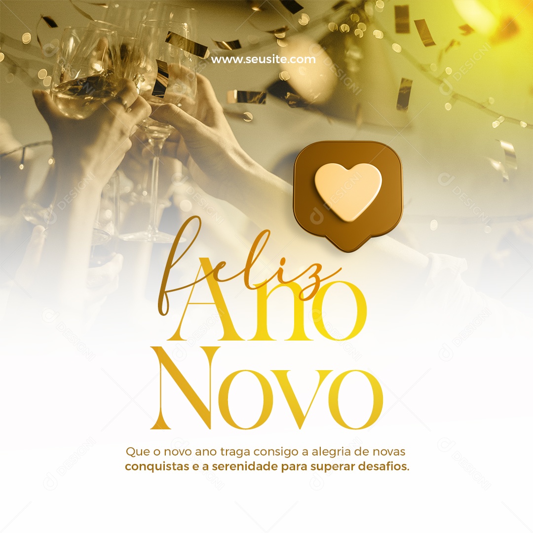 Feliz Ano Novo Conquistas e a Serenidade Social Media PSD Editável