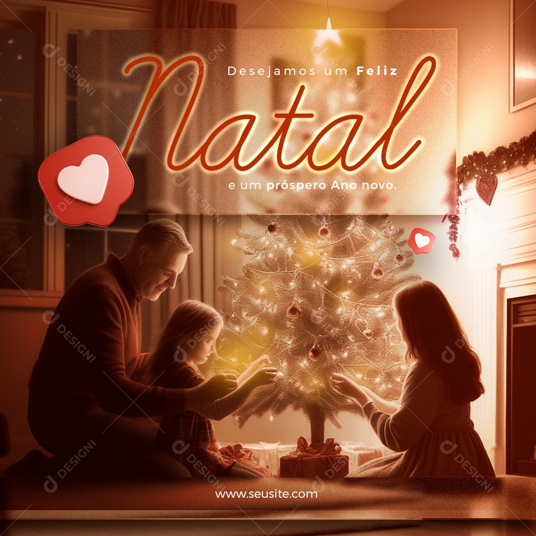 Desejamos Um Feliz Natal e Um Próspero Ano Novo Social Media PSD Editável