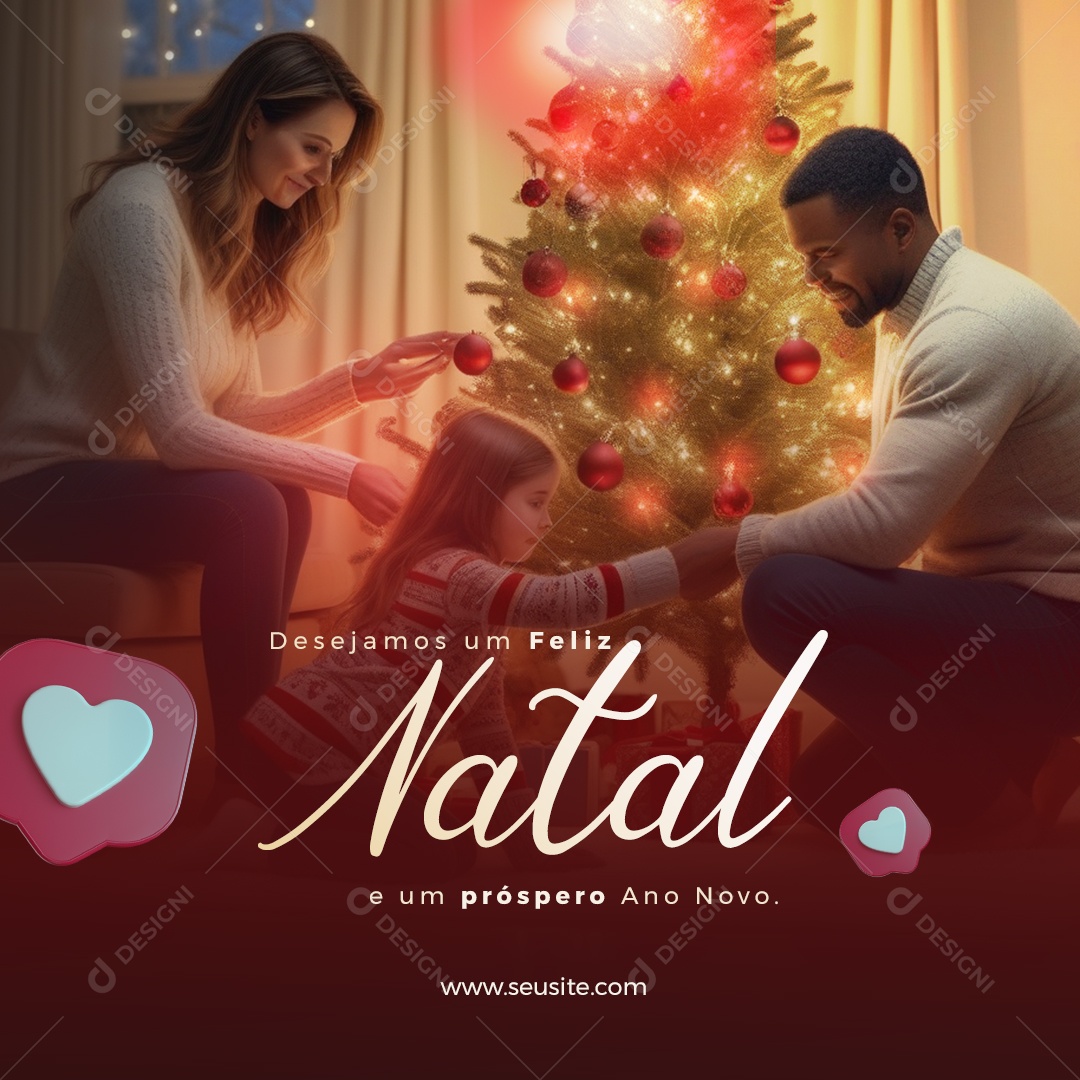 Social Media Desejamos Um Feliz Natal e Um Próspero Ano Novo PSD Editável