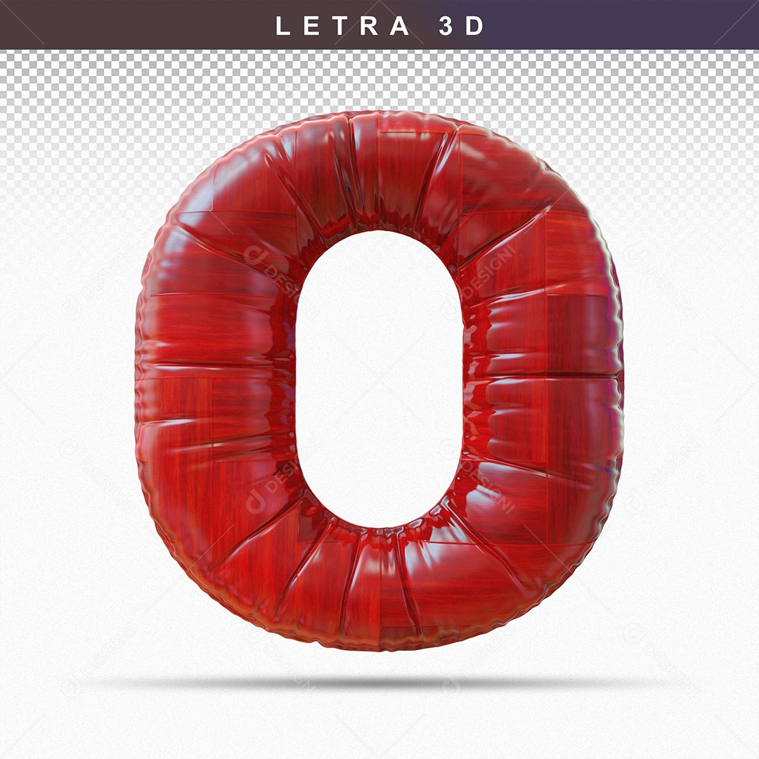 Letra O do Alfabeto Elemento 3D para Composição PSD