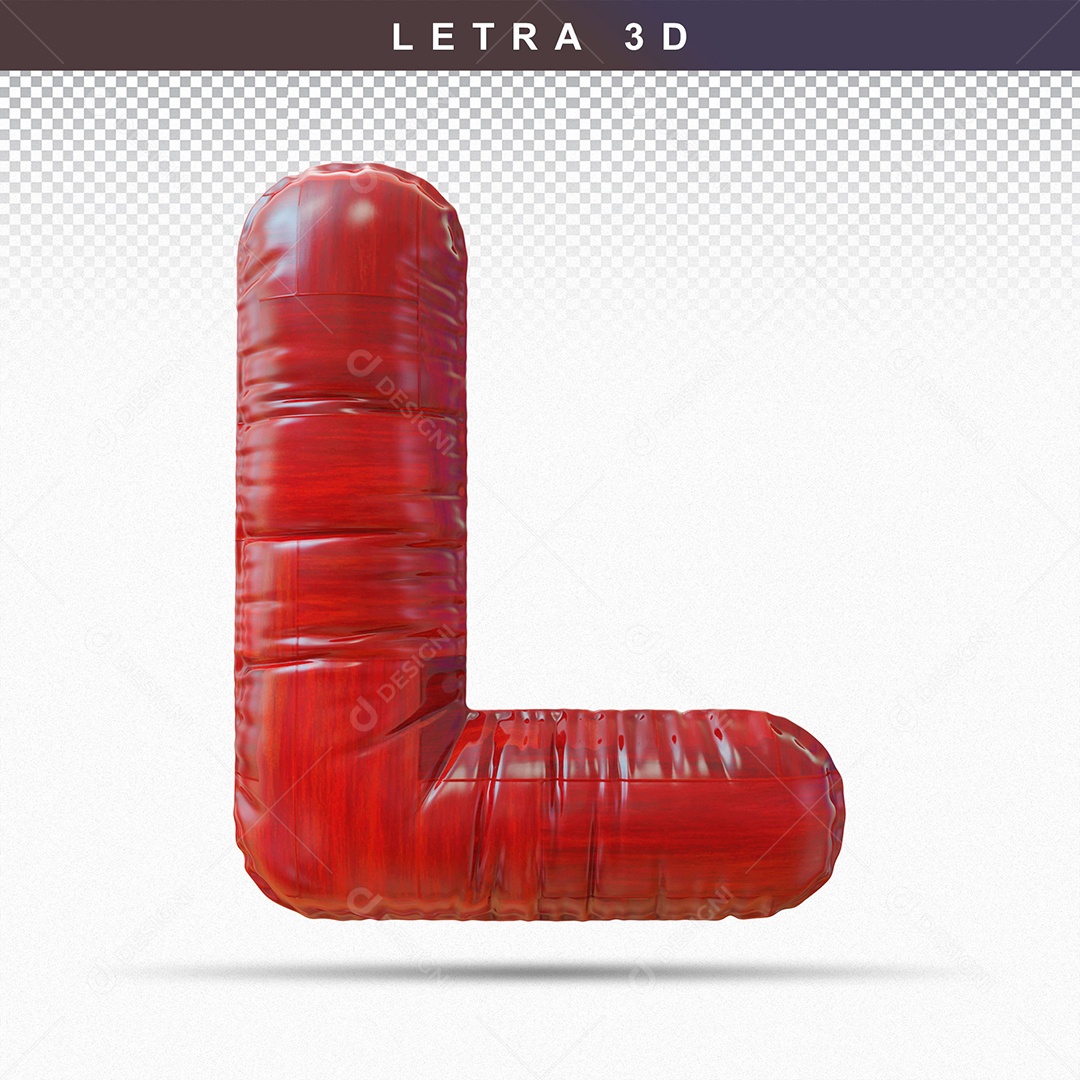 Letra L Maiúsculo do Alfabeto Elemento 3D para Composição PSD