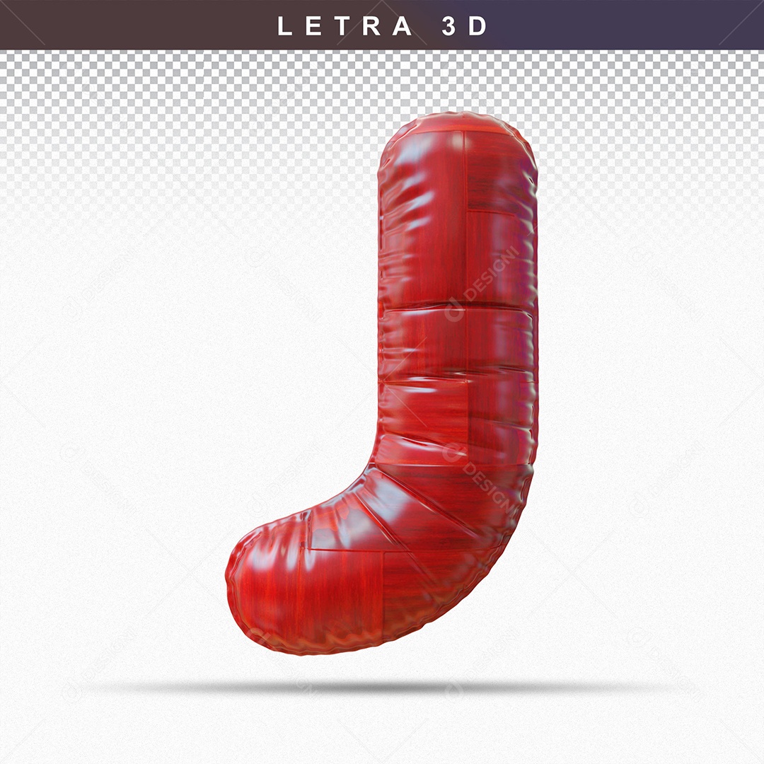 Letra J Maiúsculo do Alfabeto Elemento 3D para Composição PSD
