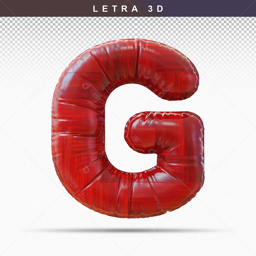 Letra G Maiúsculo do Alfabeto Elemento 3D Vermelho para Composição PSD