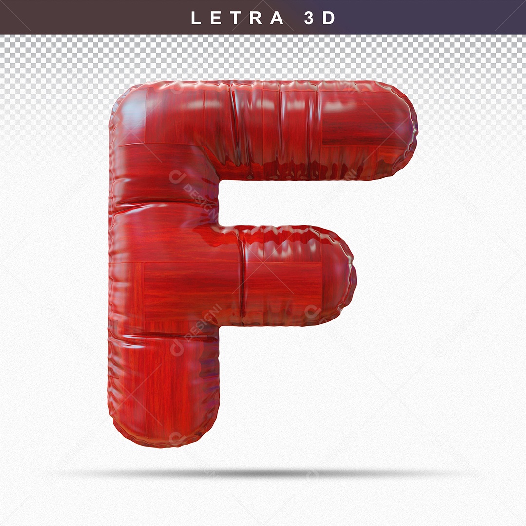 Letra F Maiúsculo do Alfabeto Elemento 3D para Composição PSD