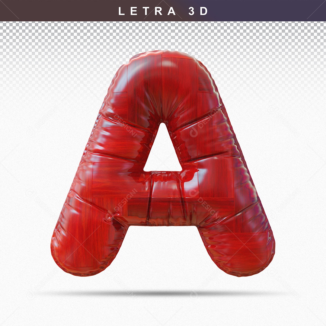 Letra A Maiúsculo do Alfabeto Elemento 3D Vermelho para Composição PSD