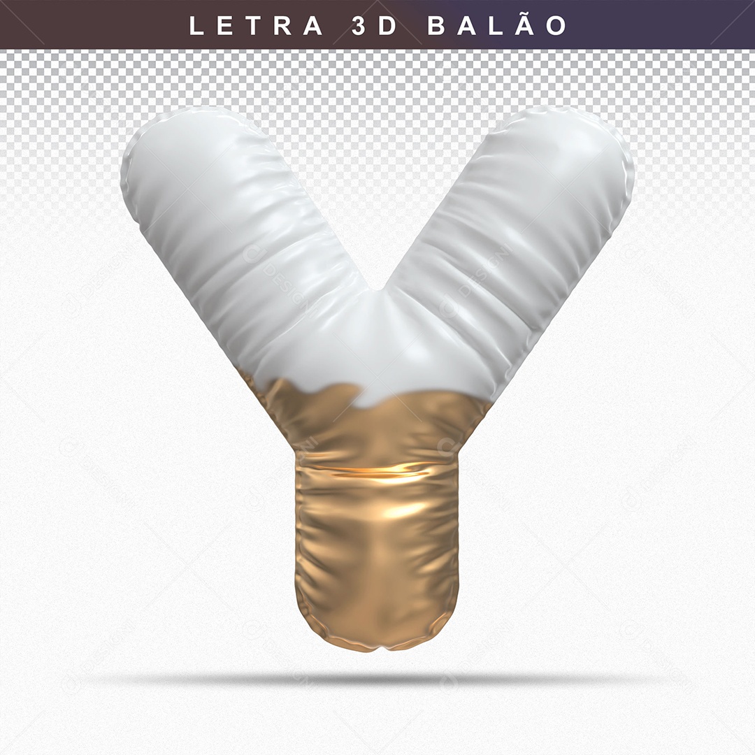 Letra Y Maiúsculo do Alfabeto Elemento 3D para Composição PSD