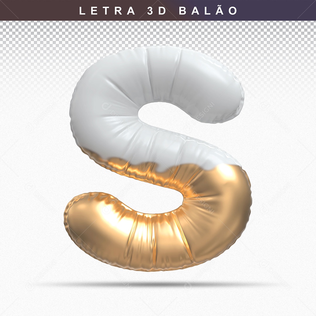 Letra S Maiúsculo Elemento 3D para Composição PSD