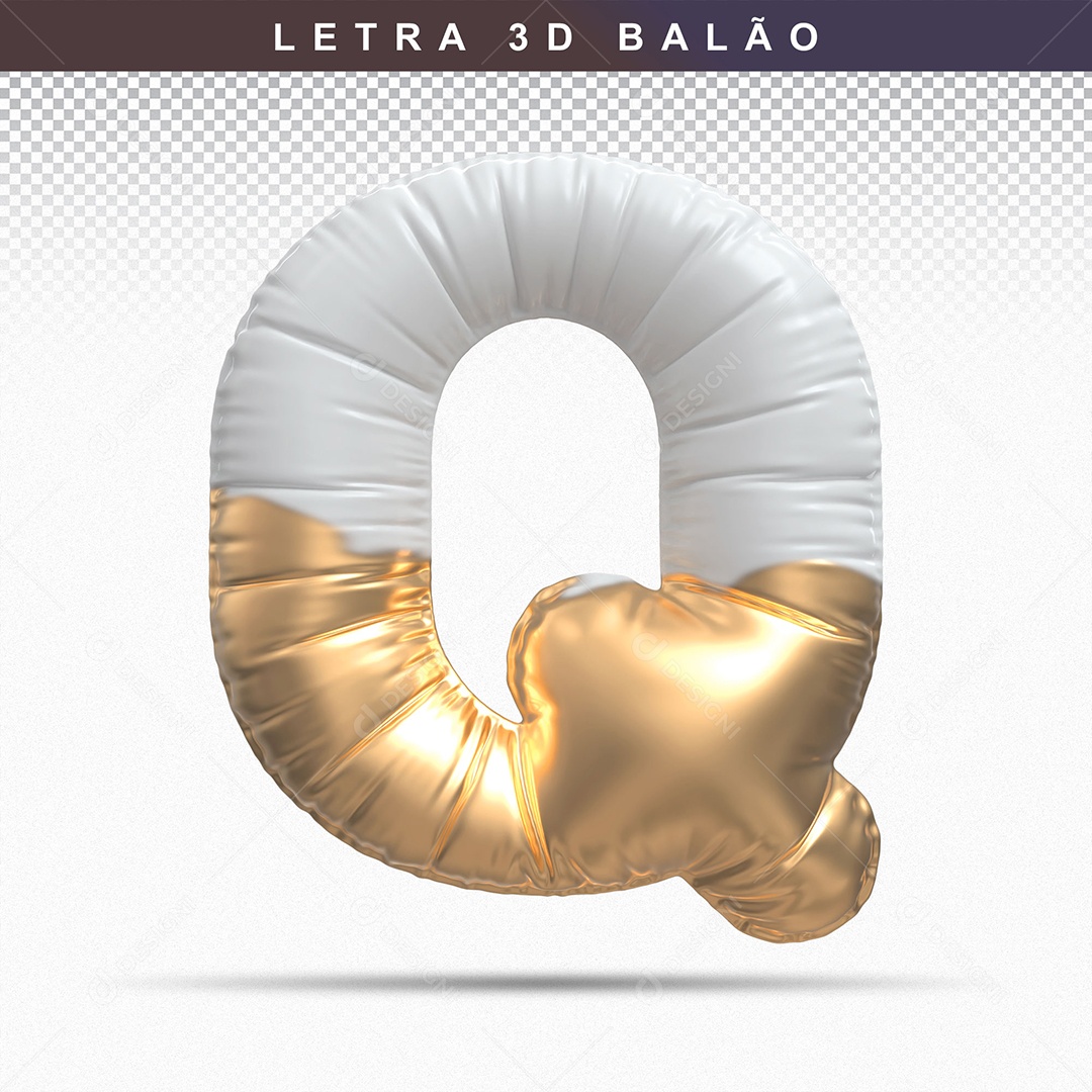 Letra Q Maiúsculo Elemento 3D para Composição PSD