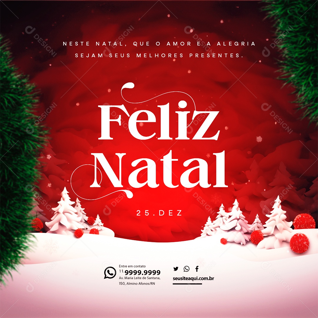 Feliz Natal 25 de Dezembro Social Media PSD Editável