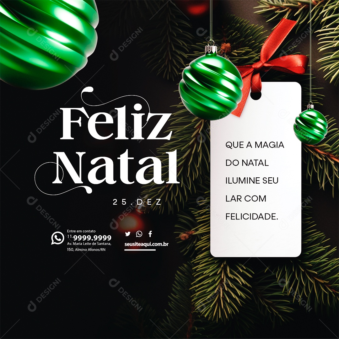 Feliz Natal 25 de Dezembro Que a Magia do Natal Ilumine seu Lar com Felicidade Social Media PSD Editável