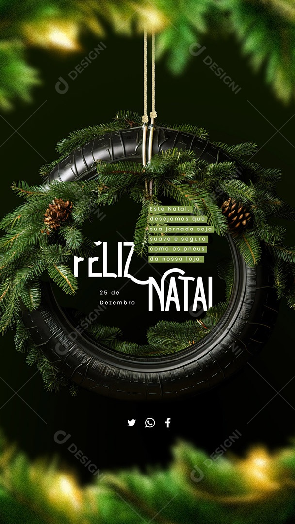 Story Feliz Natal Desejamos que sua Jornada Seja Suave e Segura Loja de Pneus Social Media PSD Editável