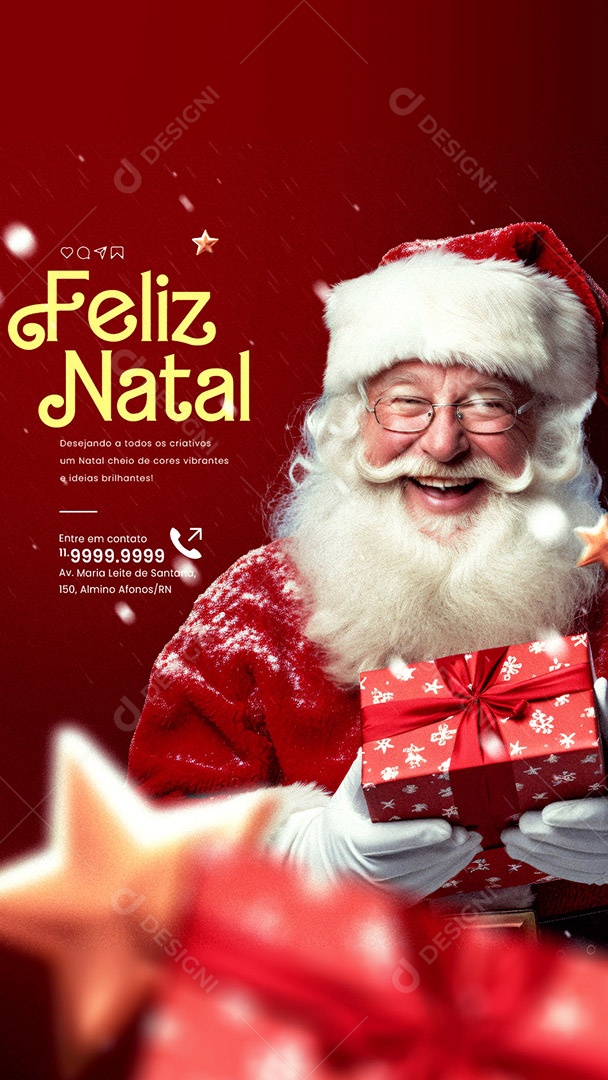 Story Feliz Natal Desejando a Todos os Criativos um Natal Cheio de Cores Vibrantes Social Media PSD Editável