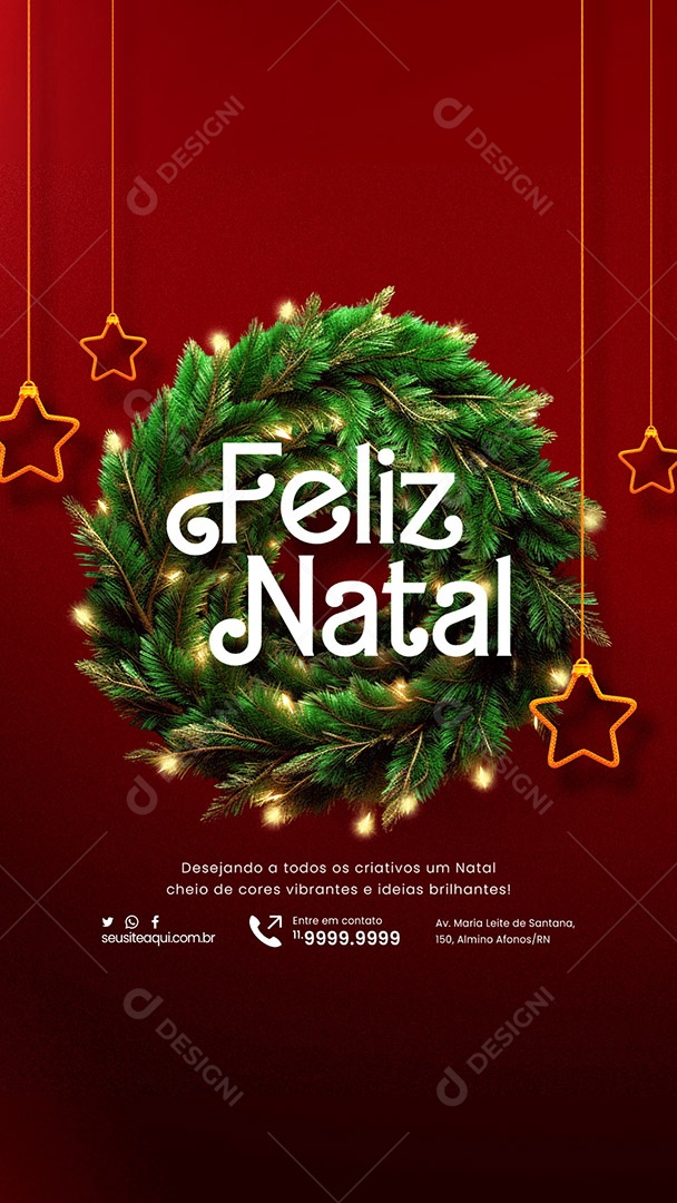 Story Feliz Natal Desejando a Todos os Criativos um Natal Cheio de Cores Vibrantes Social Media PSD Editável