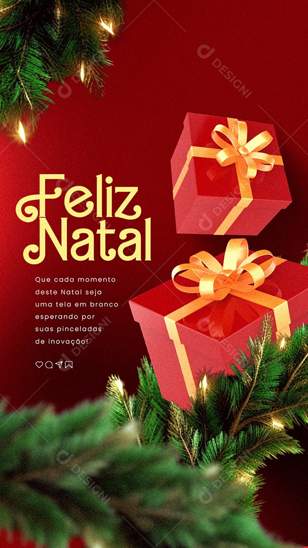 Story Feliz Natal Que cada Momento Deste Natal Seja uma Tela em Branco Esperando por suas Pinceladas Social Media PSD Editável