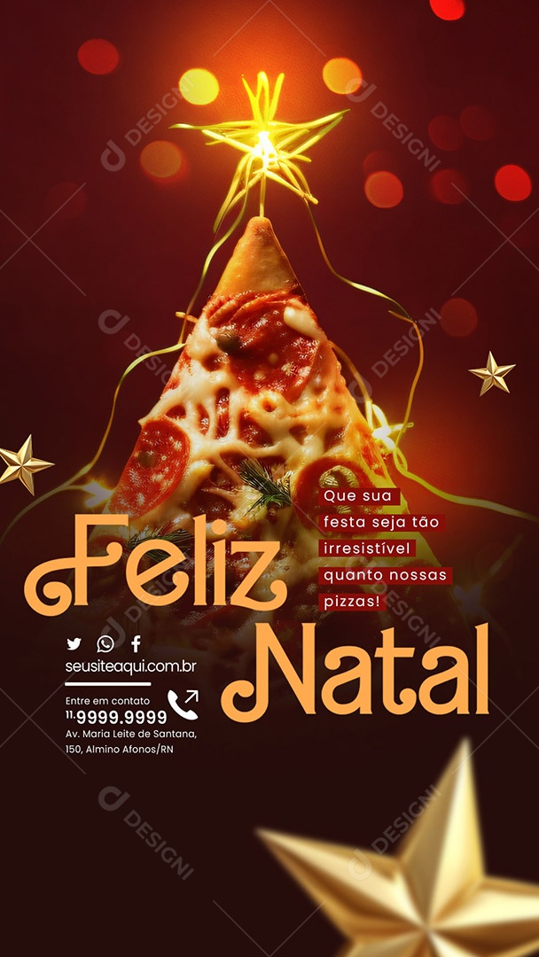 Story Feliz Natal Que sua Festa seja Tão Irresistível Quanto nossas Pizzas Social Media PSD Editável