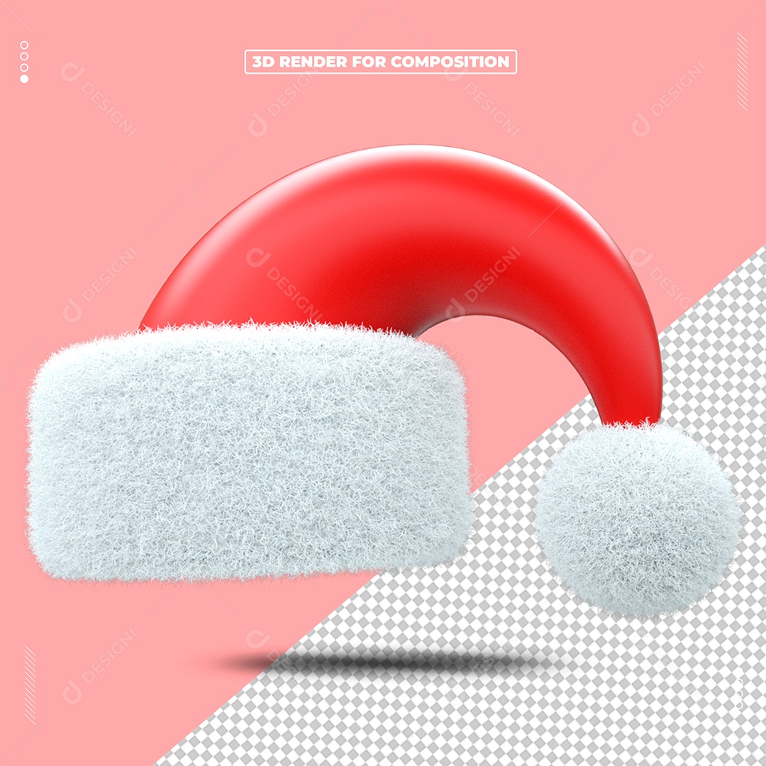 Elemento 3D Chapéu Natalino Para Composição PSD