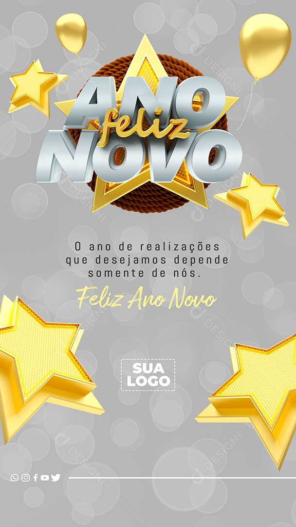 Social Media Story Feliz Ano Novo Realizações Que Desejamos PSD Editável