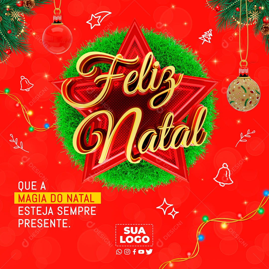 Social Media Feed Magia Do Natal Esteja Sempre Presente PSD Editável