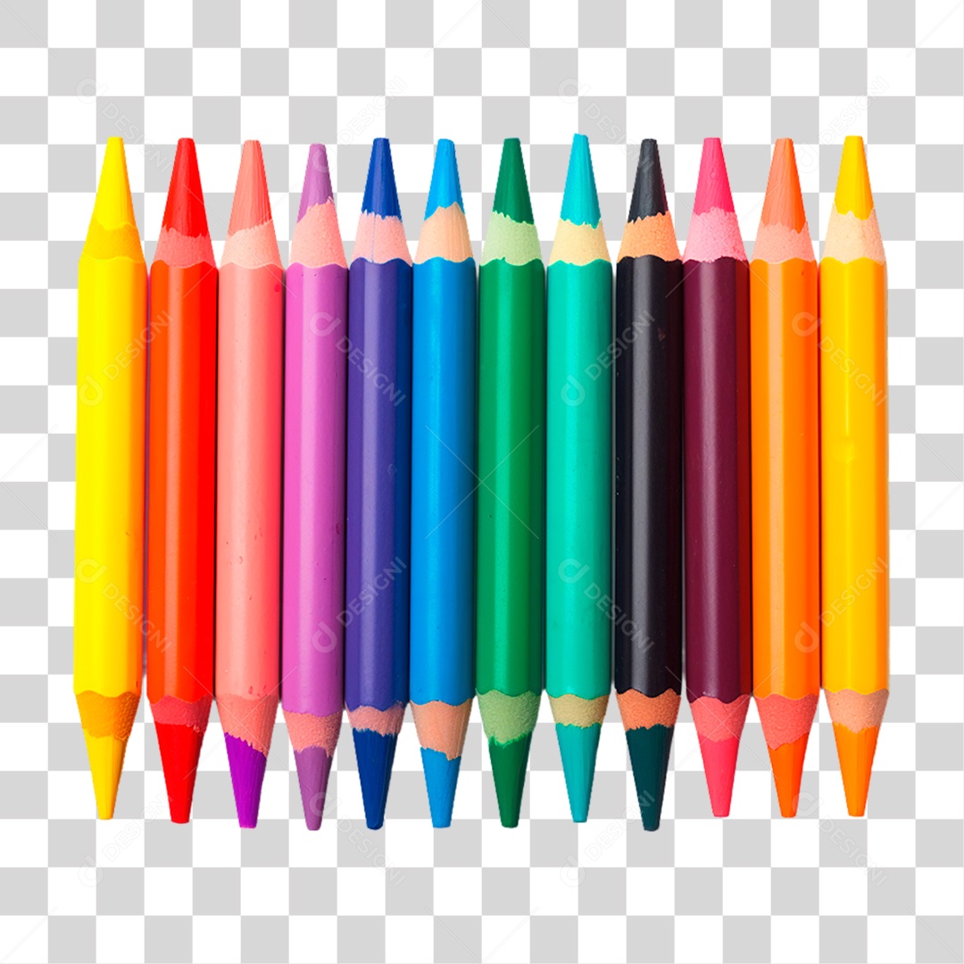 Lápis de Cor Elemento 3D PNG Transparente