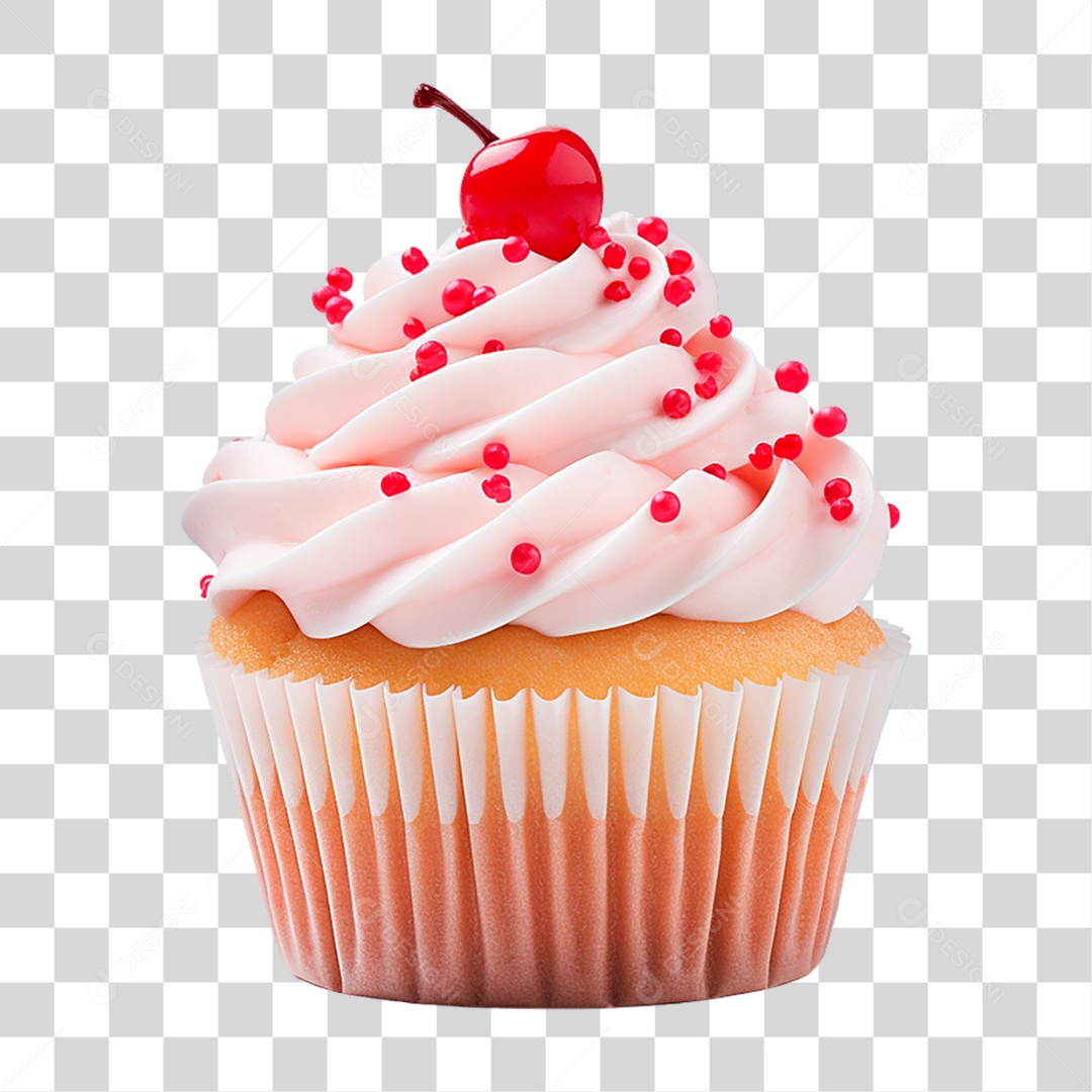 Cupcake de Cereja PNG Transparente