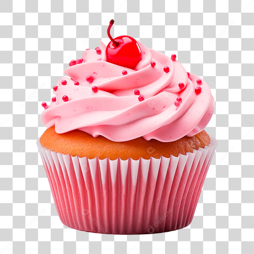 Cupcake de Cereja PNG Transparente
