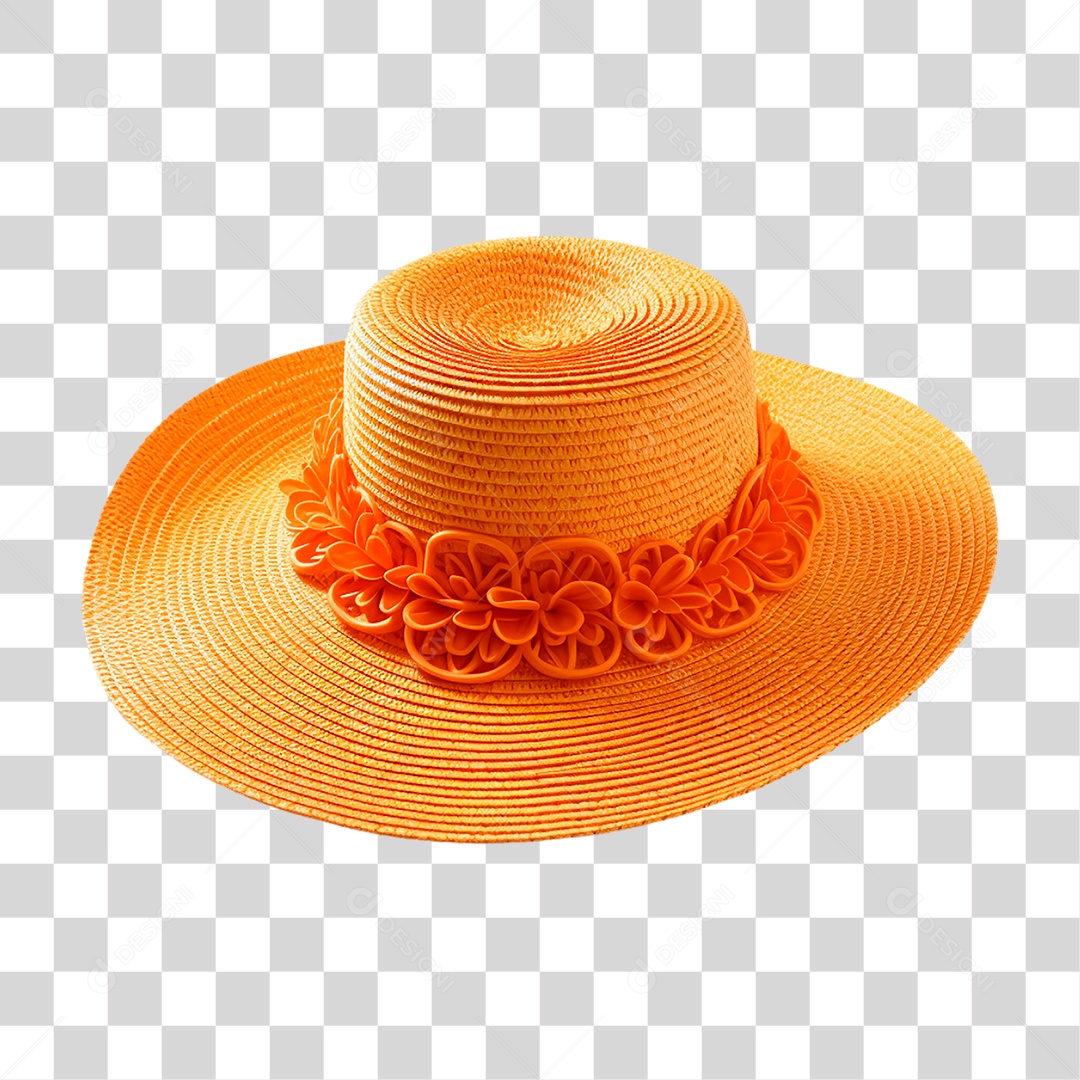 Chapéu Laranja Feminino PNG Transparente