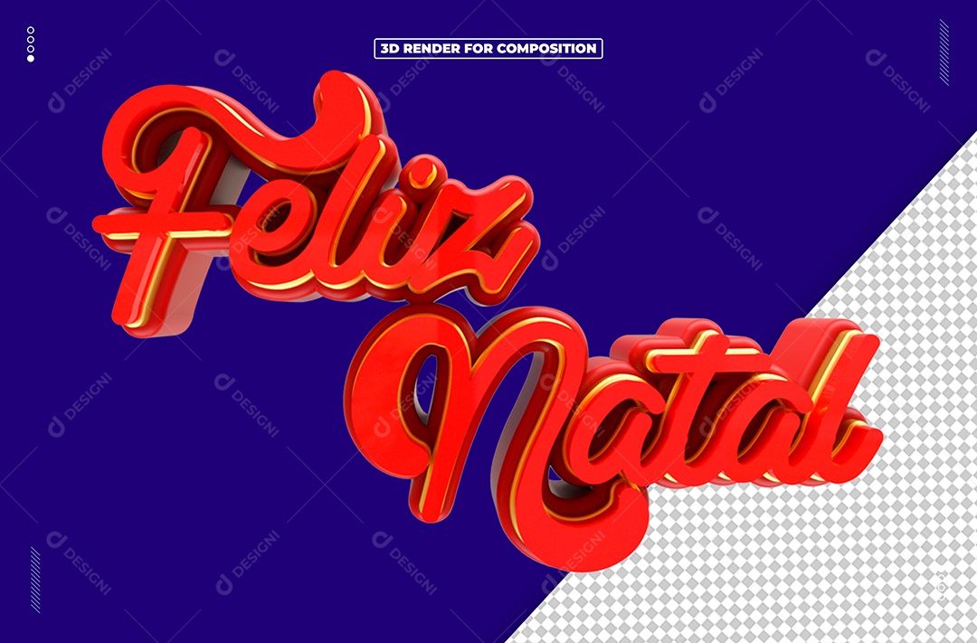 Texto 3D Vermelho Feliz Natal Para Composição PSD