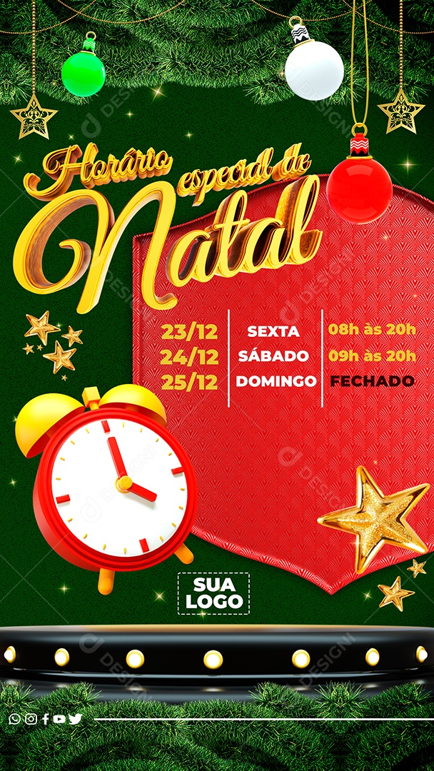 Social Media Story Horário Especial De Natal PSD Editável