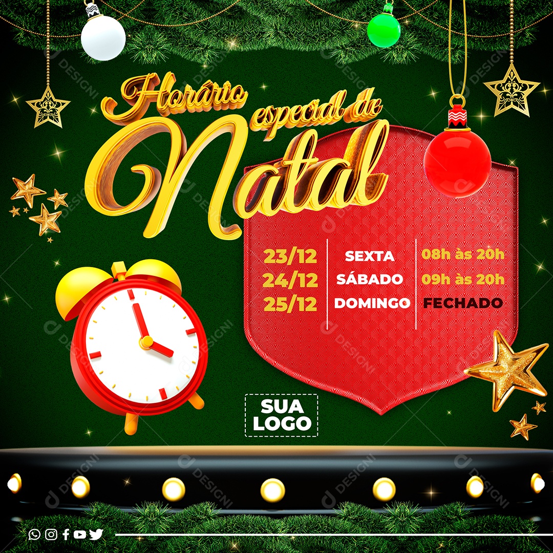 Social Media Feed Horário Especial De Natal PSD Editável