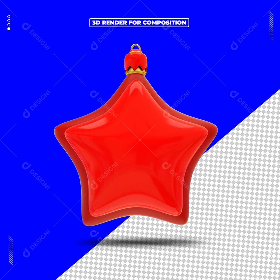 Elemento 3D Decoração De Natal Estrela Vermelha Para Composição PSD