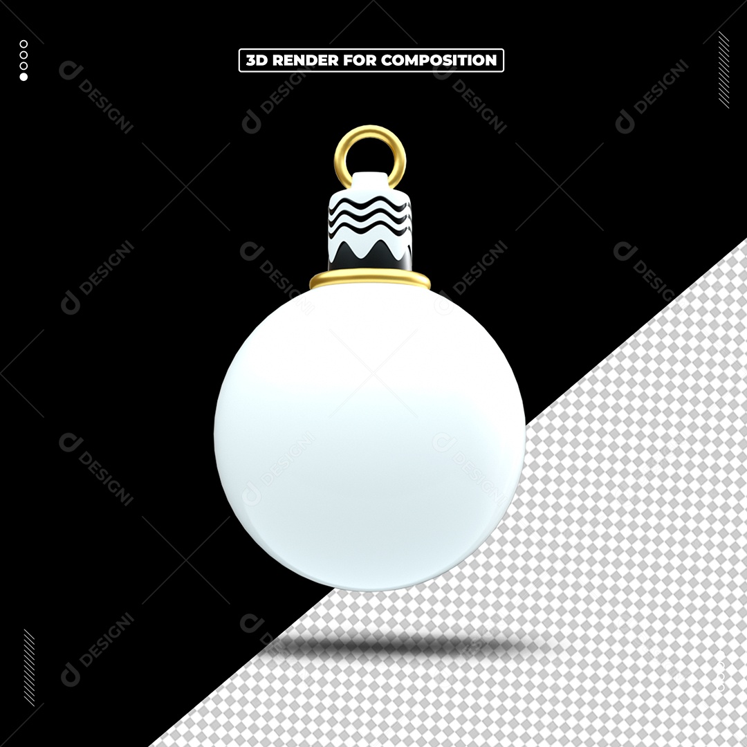 Bola De Enfeite De Natal Branca Elemento 3D Para Composição PSD