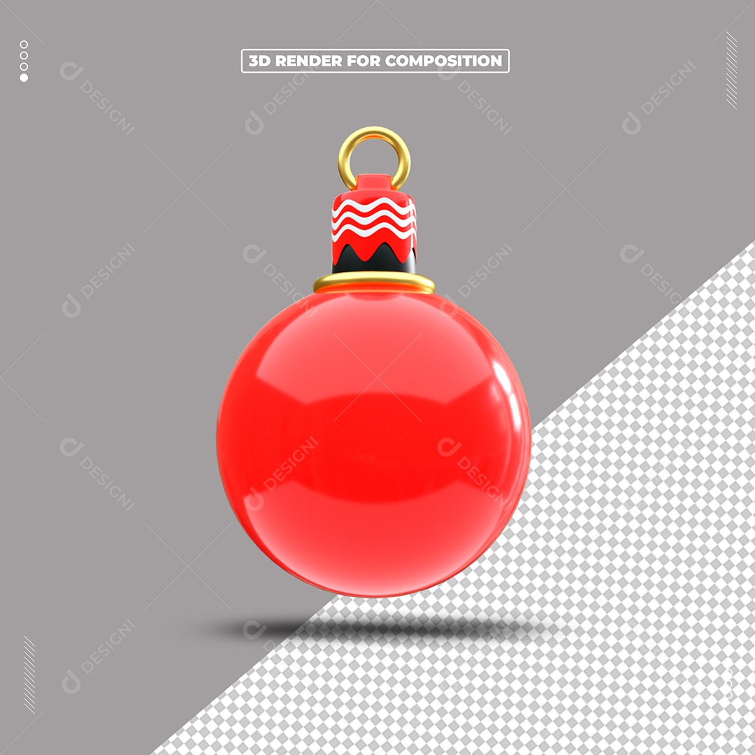 Elemento 3D Enfeite De Natal Bola Vermelha Para Composição PSD