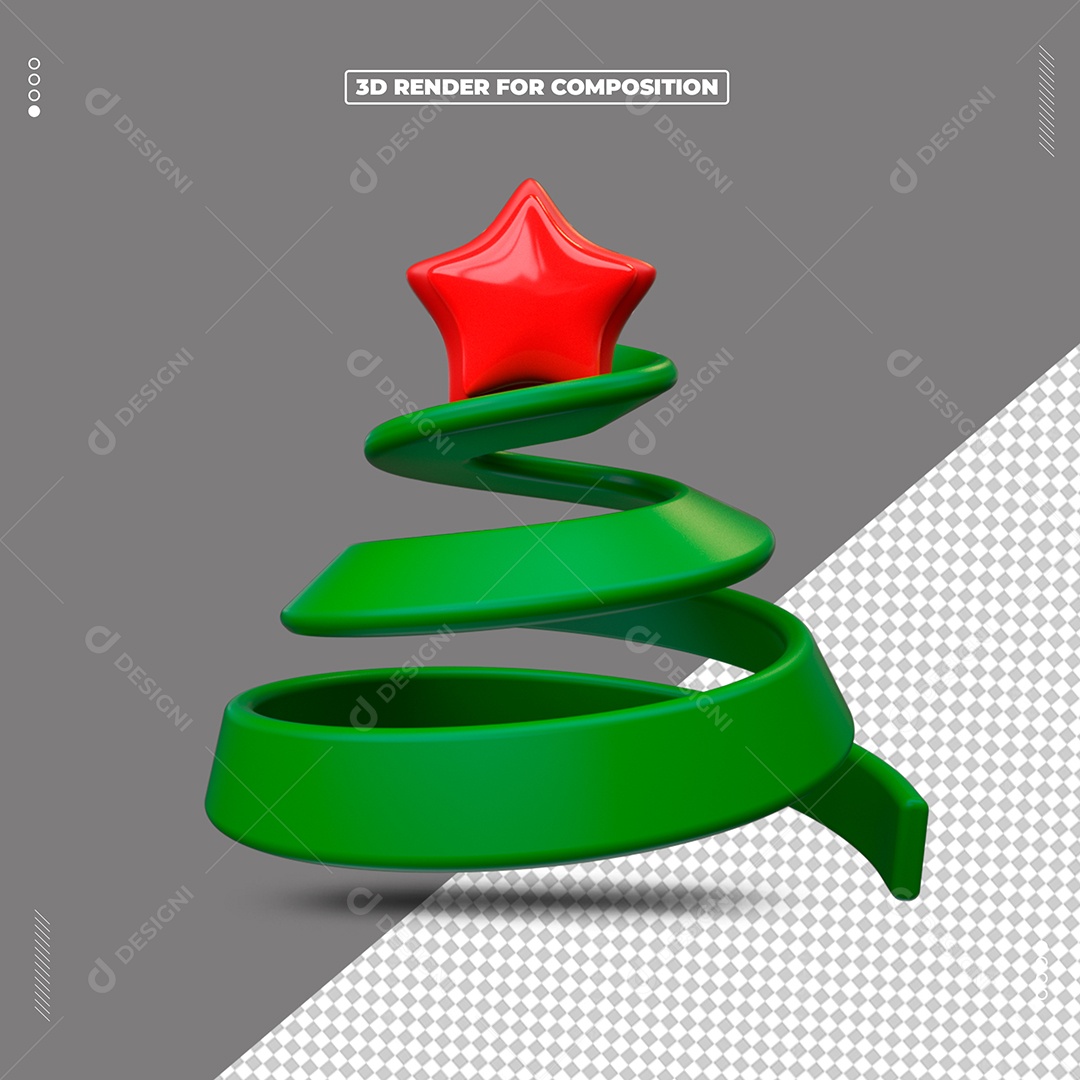 Elemento 3D Árvore De Natal Estrela Vermelha Para Composição PSD