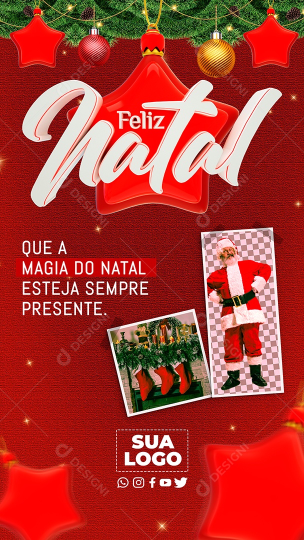 Story Feliz Natal Esteja Sempre Presente Social Media PSD Editável