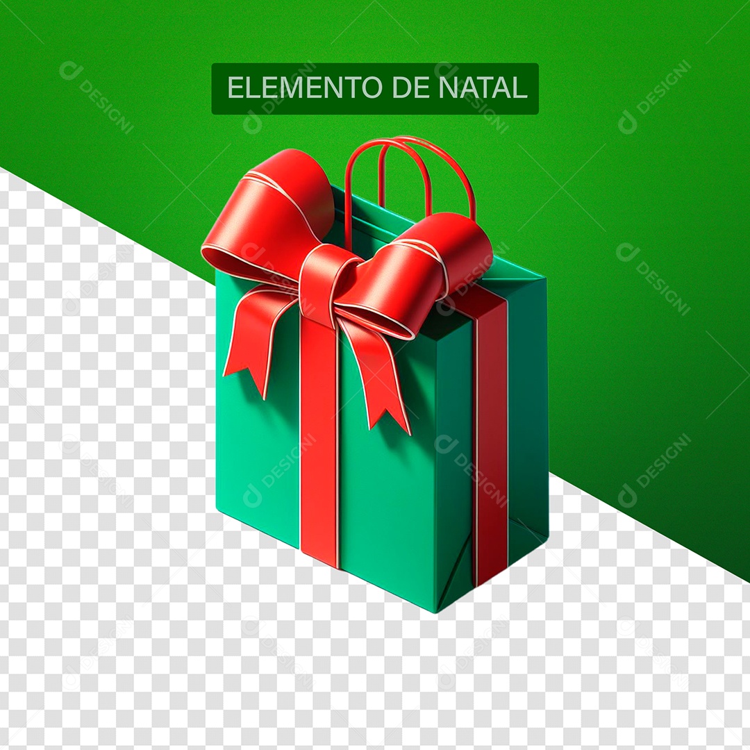 Sacola de Presente natal Elemento 3D para Composição PSD