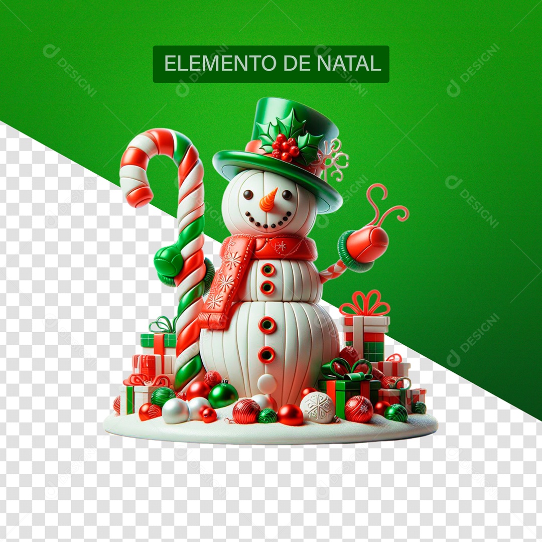 Boneco de Neve Enfeites de natal Elemento 3D para Composição PSD