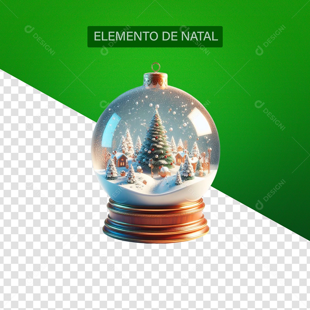 Globo de Neve de natal Elemento 3D para Composição PSD