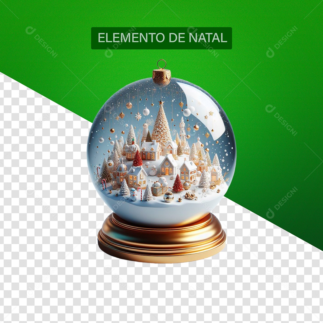 Globo de Neve Enfeite de natal Elemento 3D para Composição PSD
