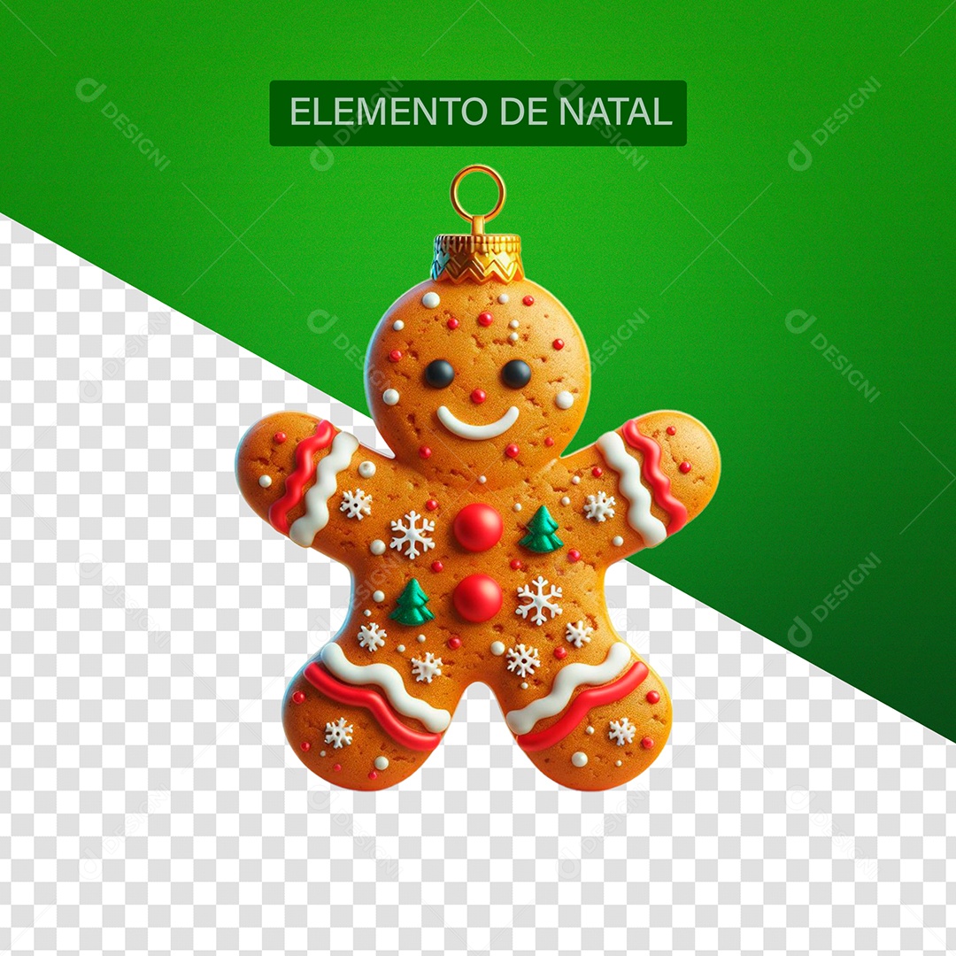Biscoito Enfeite de natal Elemento 3D para Composição PSD