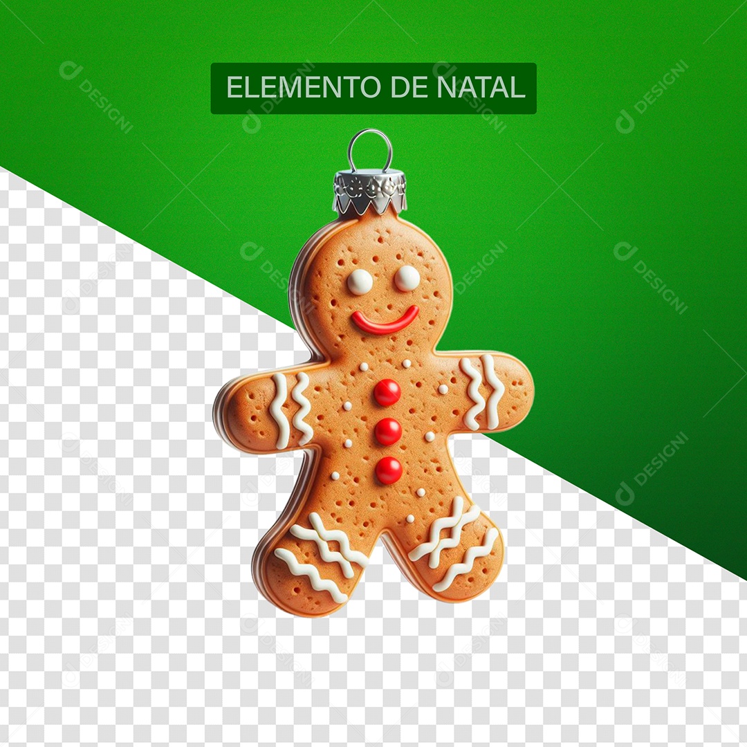 Biscoito de natal Elemento 3D para Composição PSD