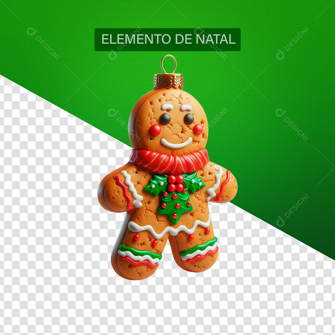 Biscoito Enfeite de natal Elemento 3D para Composição PSD