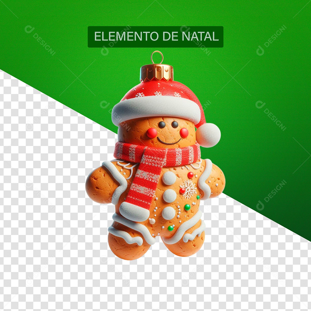 Biscoito Enfeite de natal Elemento 3D para Composição PSD