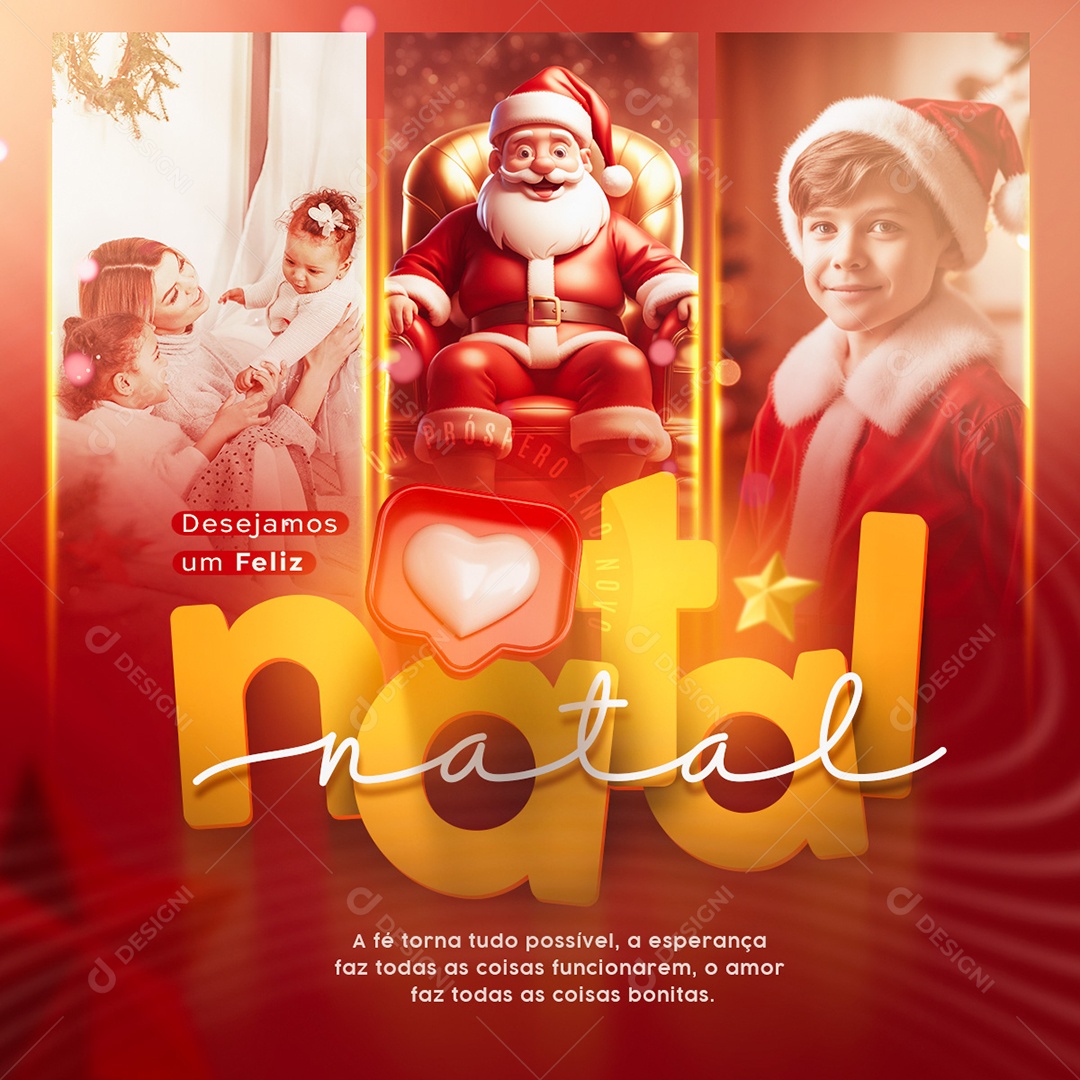 Social Media Feed A Fé Torna Tudo Possível Feliz Natal PSD Editável