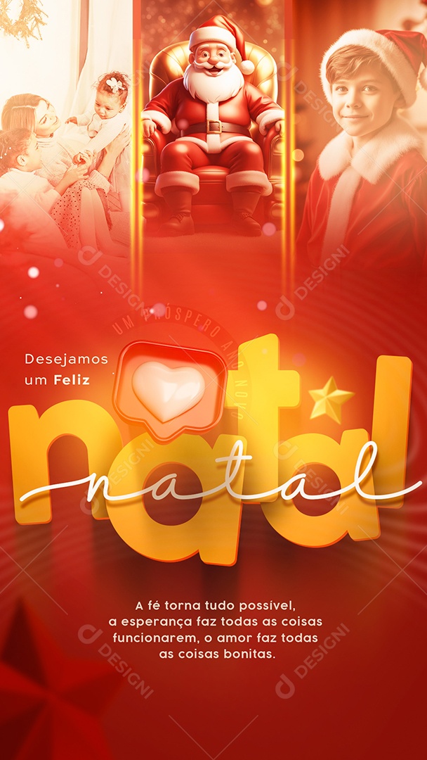 Social Media Story A Fé Torna Tudo Possível Feliz Natal PSD Editável