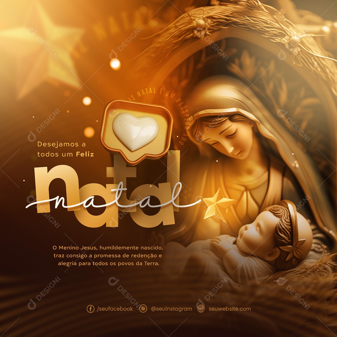Social Media Desejamos a Todos Um Feliz Natal Menino Jesus PSD Editável