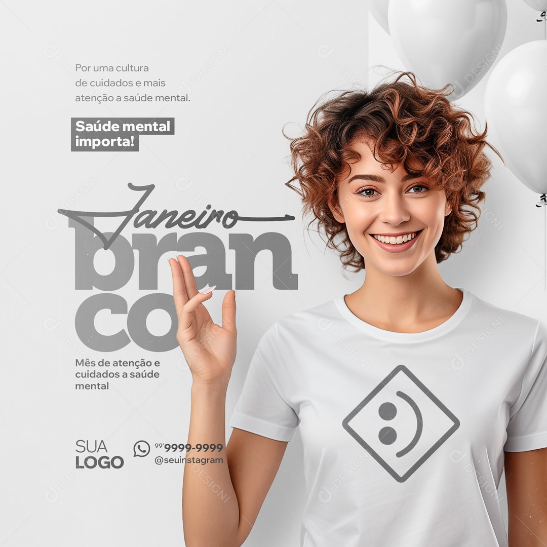 Janeiro Branco Saúde Mental Importa Social Media PSD Editável