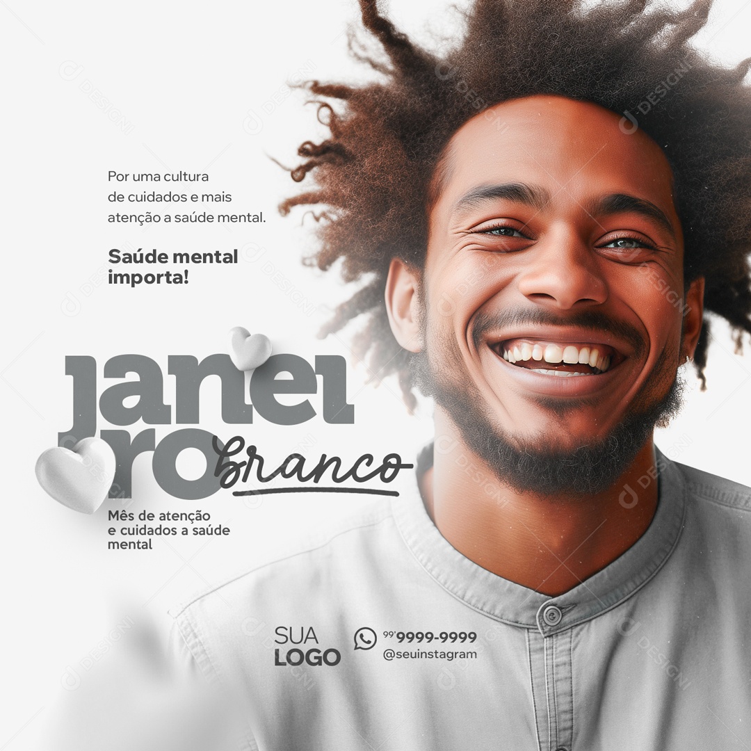 Social Media Janeiro Branco Saúde Mental Importa PSD Editável