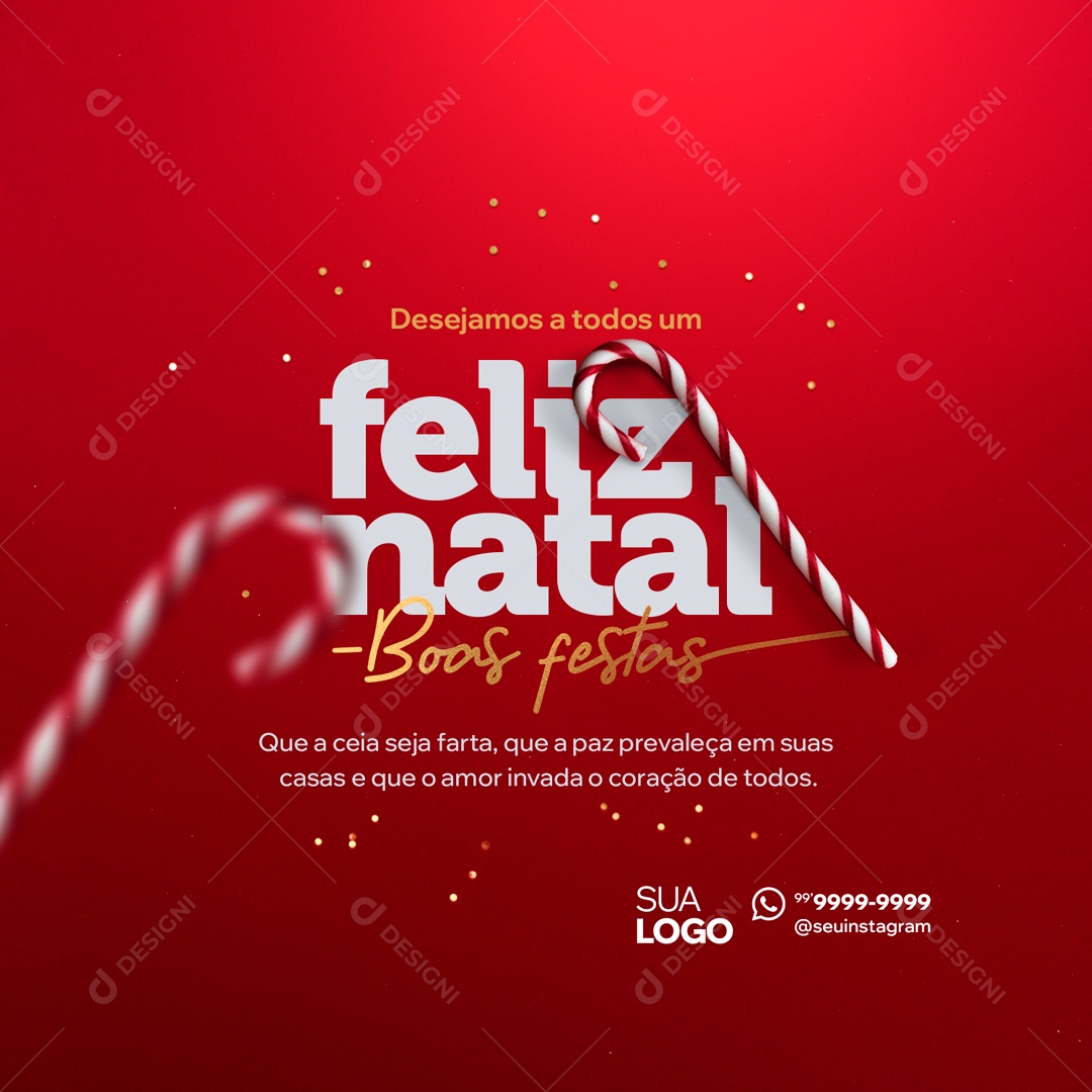 Desejamos a Todos Um Feliz Natal Boas Festas Social Media PSD Editável